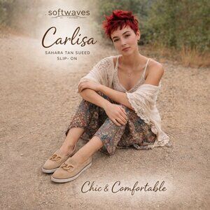 Softwaves Carlisa Women’s Slip-On Sahara Tan Suede Comfort Loafers Size 37 (US7)